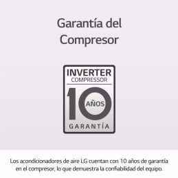 El aire acondicionado LG S09EG ofrece 10 años de garantía en el compresor