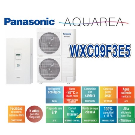 Bomba Calor Panasonic AQUAREA BI-Bloc Monofasica - WXC09F3E5 9kW